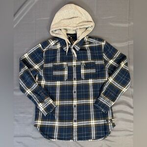 DC Shoes Hooded Plaid Flannel Shirt | Men’s L | Skate Workwear Style